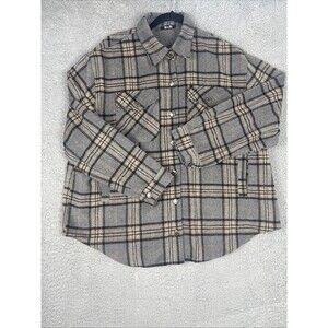 Miss Me Flannel Button Up Lined Shirt Jacket Shacket Gray Plaid Size Large